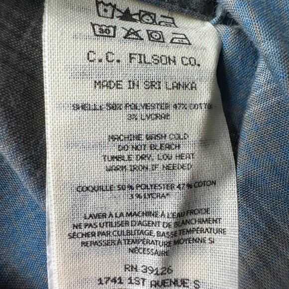 Filson Mens L Long Sleeve Button Shirt Twin Lakes Sport Plaid Blue Gray Gorpcore - Picture 6 of 6